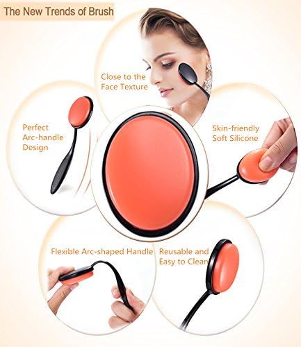 Premium 5 Silicone Makeup Sponge Oval Toothbrush Cosmetics Brush Gift Set Kit,Professional Woman Face and Von Makeup Brushes 5 Pieces New Gel Beauty Blender for CC BB Cream Foundation Powder