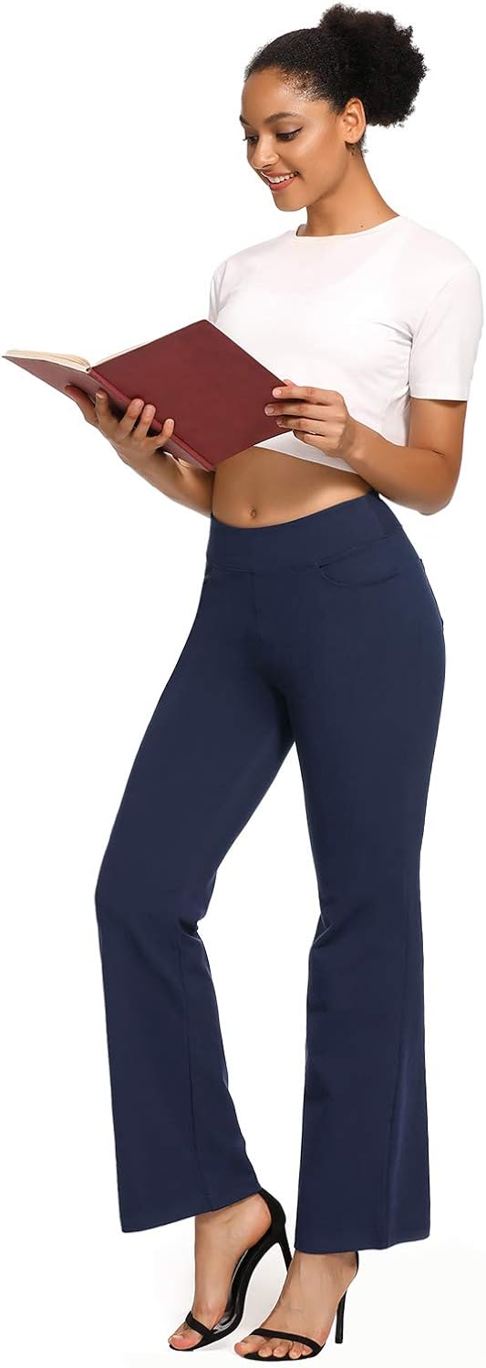 SEVEGO Women's 29"/31"/33"/35" Inseam Tall, Regular, Petite Soft Long Bootcut Yoga Pants with Pockets Lounge Workout: Clothing