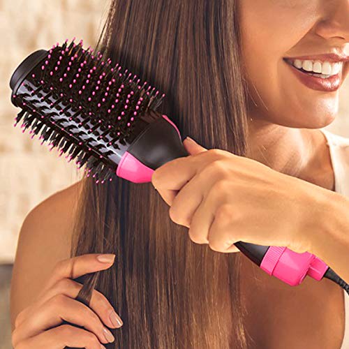 One Step Hair Dryer & Volumizer Styler 4-in-1 Hot Air brush with Negative Ion Generator Hair Straightening & Curly Hair Brush Comb for All Hair Type, Salon Hot Air Paddle Styling, Anti-Scald Feature