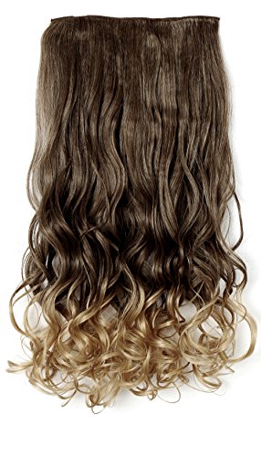 UPC 710874013234, OneDor 20&quot; Curly 3/4 Full Head Synthetic Hair Extensions Clip On/in Hairpieces 5 Clips 140g (6B10BT25# - Brown to Dirty Blonde Ombre)