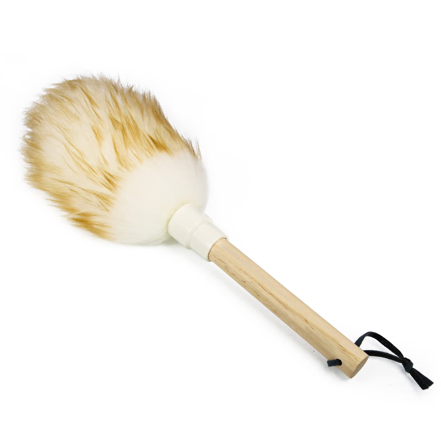 Lamb's wool duster with solid wood handle and lanyard, anti-static duster, 38 cm long, for cleaning ceiling fans, curtains, computer screens, bookshelves, etc.