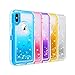 Dexnor Compatible iPhone X/XS Case Glitter Bling Sparkle 3D Flowing Quicksand Liquid Bumper Clear 3 in 1 Shockproof TPU Rubber Silicone Core + Plastic Frame Protective Defender Cover for Girls - Pink