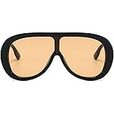 willochra Oversized Pilot Sunglasses Women Fashion Big Frame One Piece Sun Glasses Mask Goggle Trendy Metal Frame Oval Shades