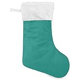 YETTASBIN Teal Green Solid Color Christmas Stocking 1 Pack, Large Xmas Tree Fireplace Hanging Stockings with Plush Fur Cuff for Family Holiday Party Decor Xmas Gifts, 18 Inch