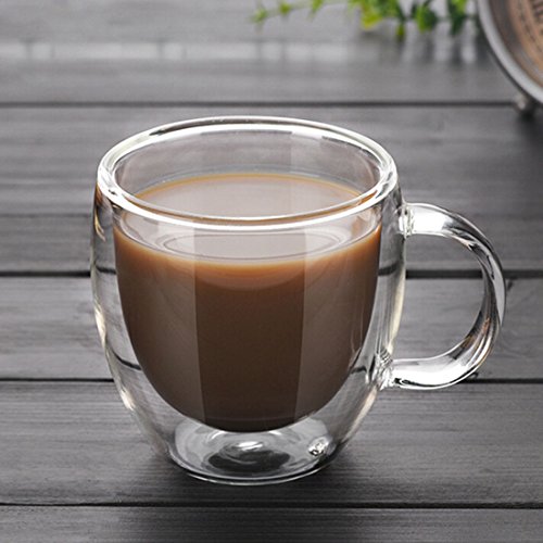 Marooma Glas-Kaffeetassen, 150 ml, doppelwandig, isoliert, Thermoglas, hitzebeständige Borosilikatgläser, Becher mit Griff für Kaffee, Tee, Espresso, Bier, 4 Stück – Bild 3