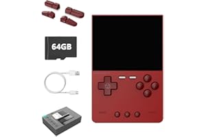 MARRYOO Trimui Brick Portable Retro Game Console 3.2 Inch IPS 1024x768 Screen, Built in 64GB Linux System Card 3000mAh Long-Life Rechargable Battery Retro Handheld (Red 64GB)