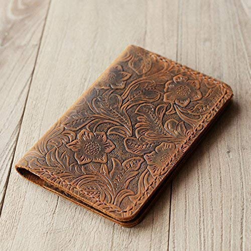 Refillable genuine tooled Leather Journal Cover for Moleskine Cahier Notebook Pocket size 3.5" x 5.5" Field Notes Cover Vintage Refillable Notepad - Thumbnail 3