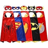 Zaleny Kids Superhero Dress up Costumes - 5 Satin Capes and 5 Felt Masks
