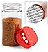 Baire Bottles 8 oz Empty Clear Plastic Spice Jars Shaker Lids 6 Pk Sifter Shaker Holes and Pour Open Sides Sealed for Freshness Liners BPA Free Waterproof Labels USA (Red Flapper Lid, Damask Labels)