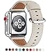 WFEAGL Apple Watch Band 38mm, Retro Top Grain Genuine Leather Band Replacement Strap with Stainless Steel Clasp for iWatch Series 3,Series 2,Series 1,Sport, Edition (Ivory White Band+Silver Buckle)