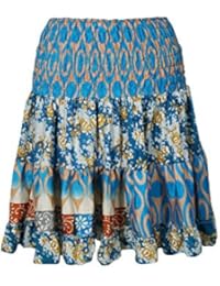 Womens Evelyn Silk Skirt Full Flare Recycled Sari Tiered Boho Knee Length Skirts