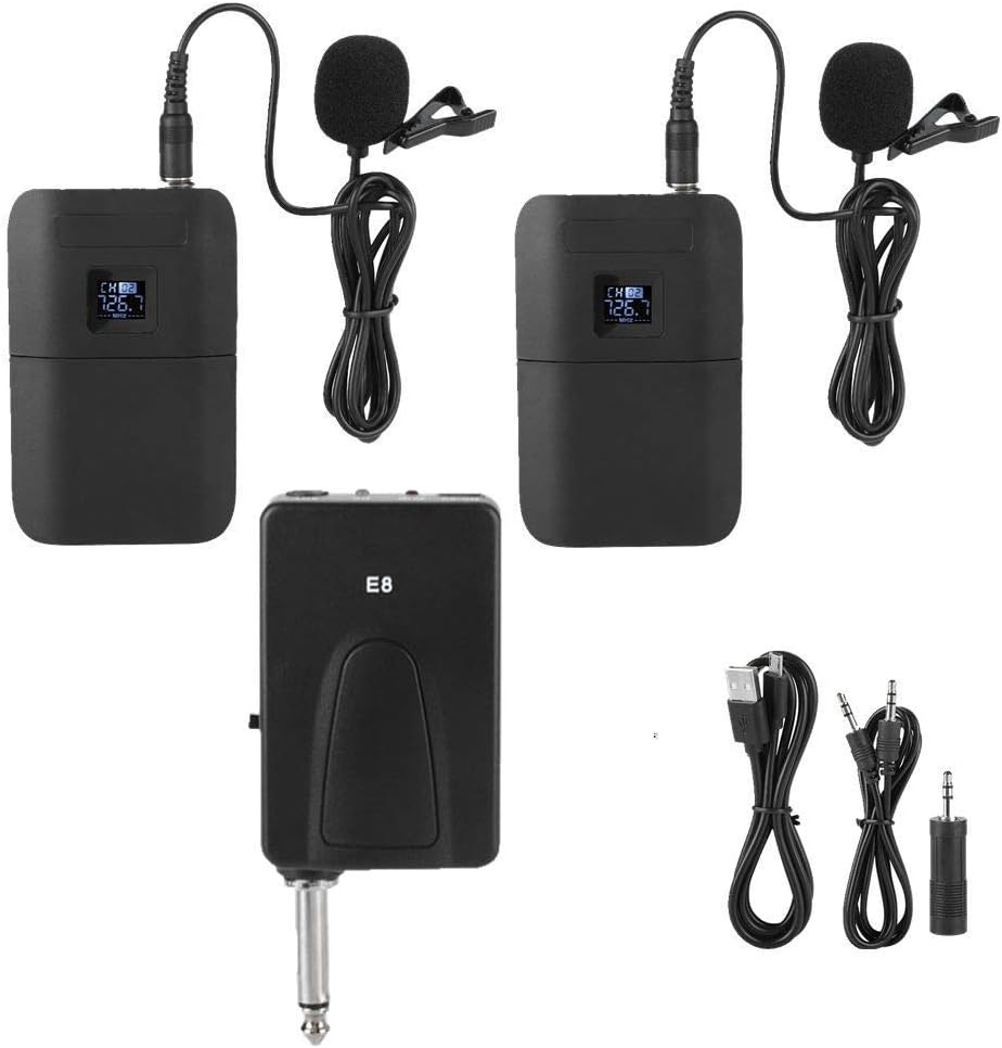 Eboxer Wireless Lavalier Microphone System, Wireless Lapel Microphone with Receiver & Transmitter Clip-on Mic for Video Recording Teaching Conference