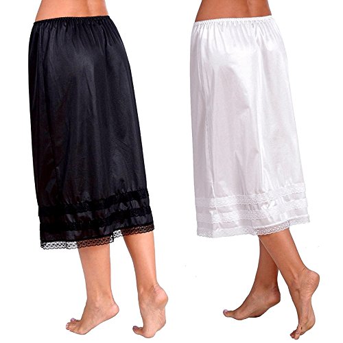 Patricia Lingerie Women's Anti-Static Half Slip Snip-It 23", 25" and 27" 2 Pack (Black/White, S) - Thumbnail 3