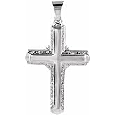 Sonia Jewels Solid Platinum 26x18mm Cross Crucifix Charm Pendant (26mm x 18mm)