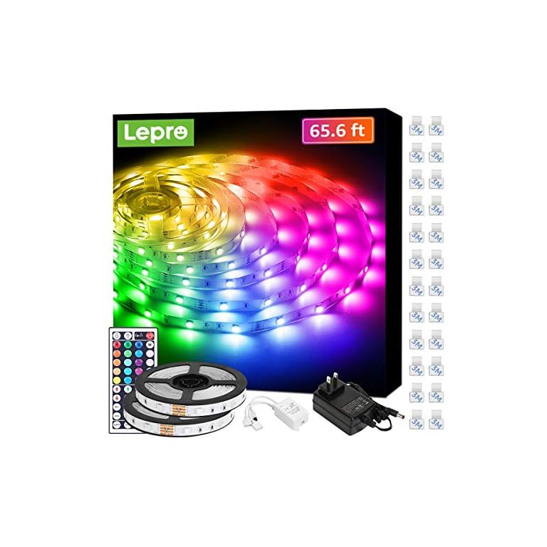 Lepro tira de luces LED de 65.6 pies, tiras LED RGB 5050 ultralargas