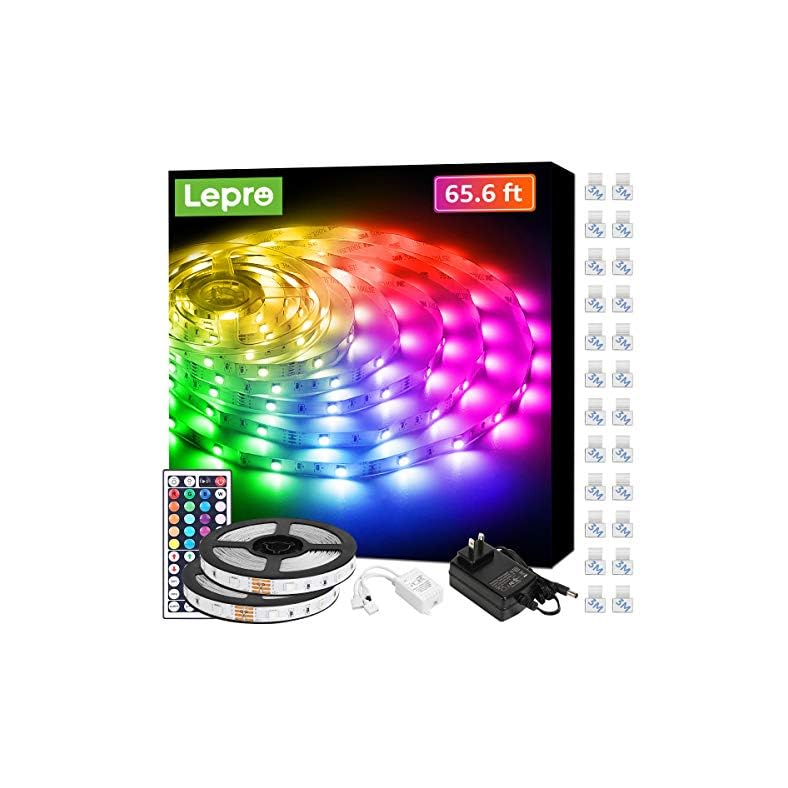 Lepro tira de luces LED de 65.6 pies, tiras LED RGB 5050 ultralargas