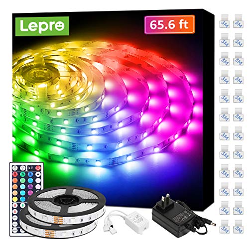 Lepro tira de luces LED de 65.6 pies, tiras LED RGB 5050 ultralargas