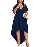 Elegant Dresses Formal Evening Cocktail Long Maxi Wedding Party Dress Sexy V Neck Ruffle Sleeve Hi Low Flowy Gowns