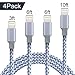 Lightning Cable,ONSON iPhone Cable 4Packs 3FT 6FT 6FT 10FT to USB Syncing and Charging Cable Data Nylon Braided Cord Charger for iPhone 7/7 Plus/6/6 Plus/6s/6s Plus/5/5s/5c/SE and more (Gray&White)