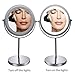 10x Magnified Lighted Makeup Mirror Touch-Sensor Dimmable Double Sided Magnifying Mirror Standing 360°Swivel Vanity Mirror Battery Operated 7