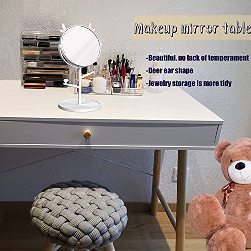 Makeup Mirror Vanity Mirror Tabletop Mirror 360 Swivei Small Detachable Portable Travel Personal Handheld 1X 3X Magnification Mirror Shower Room Badroom Shaving Mirror with Makeup Organizer , White