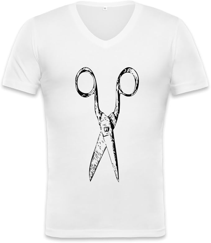 Barber Scissors Design Unisex VNeck TShirt XXLarge Clothing