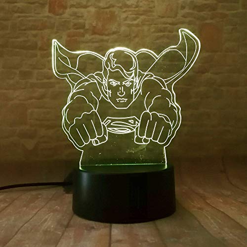 7 Color Changing Night Lamp 3D Atmosphere Bulbing Light 3D Visual Illusion LED Lamp for Kids Toy Christmas Birthday Gifts (Superman) - Thumbnail 4