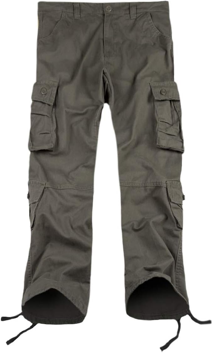 mens combat cargo work trousers black