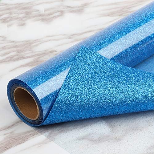 Blue Glitter HTV Heat Transfer Vinyl HTV Rolls 12inx5ft, Glitter Iron