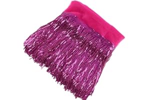MSCFTFB 10 Yards Sparkly Sequined Tassel Ribbon Sequins Fringe Trim Spangle Paillette Lace Fabric for Sewing Curtain Pillow Home Decor Party Dress Stage Costume Embellishment (Rose)