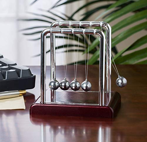 The Paragon Executive Set, Newton's Cradle & Cube Puzzle, Fun Size Mini Pendulum Ball Desk Toy Along with a Mirror Cube, Rotating Puzzle, Silver Brainteaser - Thumbnail 3