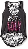 Gia-Mia Dance Big Girls LOL Lace Back Tank, Black, Medium