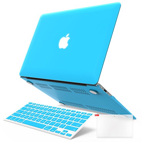 iBenzer Basic Soft-Touch Series Plastic Hard Case, Keyboard Cover, Screen Protector for Apple Macbook Air 11-inch 11" A1370/1465, Sky Blue