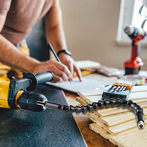 Apsung Flexible Drill Bit Extension Set, Magnetic Bendable Hex Head Shaft, Screwdriver Extension Holder for Power Drill Connect Tip Adaptor with 10 Pcs Screwdriver Bit, 1/4" Socket Screw Driver