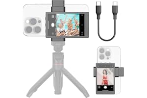 OmniMaster Phone Vlog Selfie Monitor Screen, Magnetic Phone Holder Clip Mount, Using Rear Camera for Selfie Vlog Live Stream TikTok, Instagram, YouTube, iPhone & Android Phone Compatible (PH01 Max)