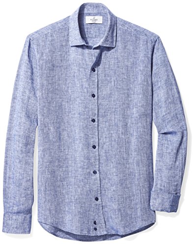 Buttoned Down Men's Slim Fit Spread-Collar Sport Shirt, Blue Chambray, L 34/35