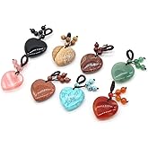 LHJ 4 Pcs Natural Stone Pendants Heart Shape Polished Crystal Agate Mixed Stone Charms for Jewelry Making Necklace Bracelet