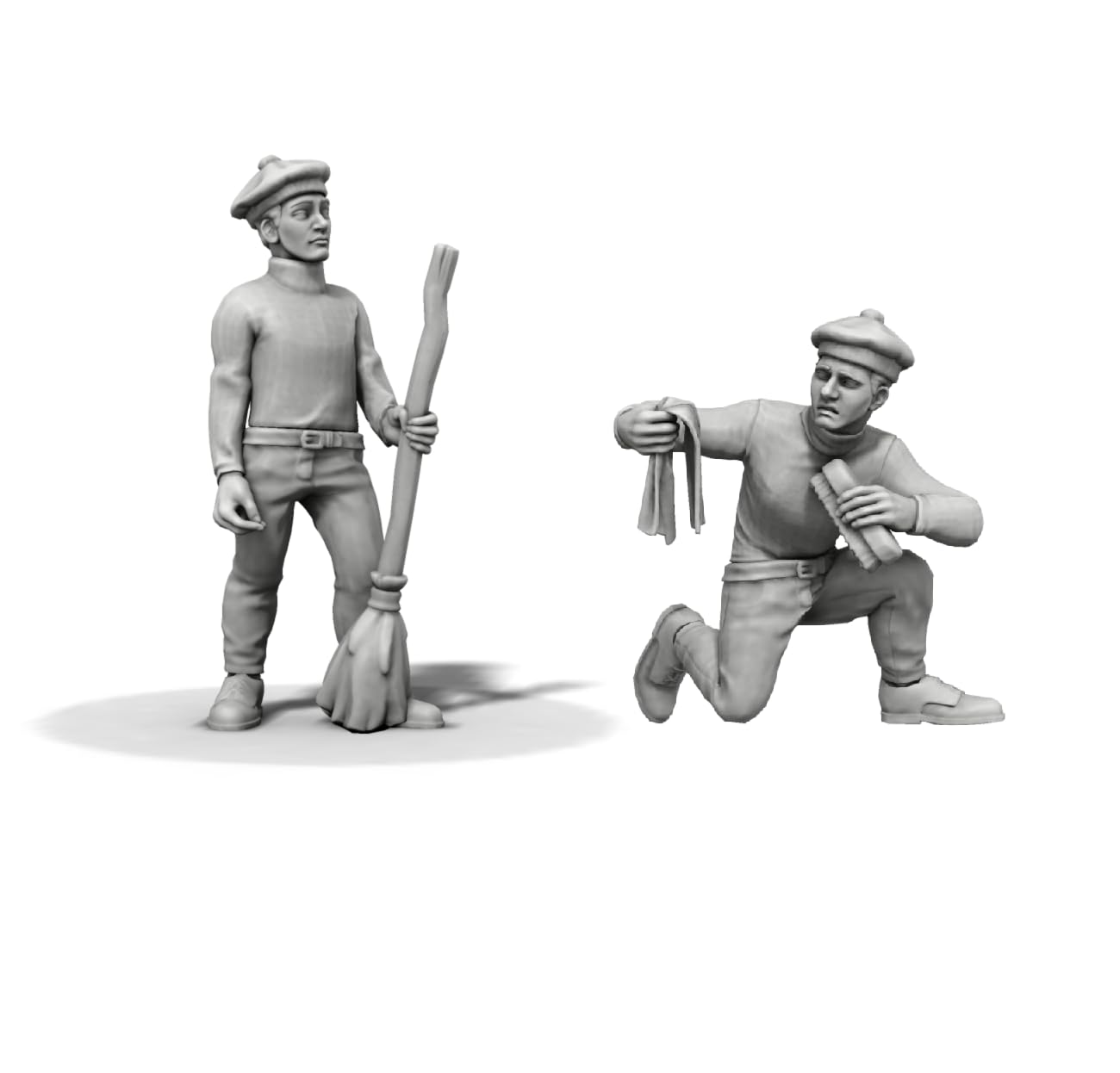 1:24 Sailors x 2 NAVY CLEANING CREW - Resin Sailor Figurines for Model Ships. Highly Detailed 80mm Crew for RC & Static Model Boats – Premium Quality Miniatures for Dioramas & Maritime Displays