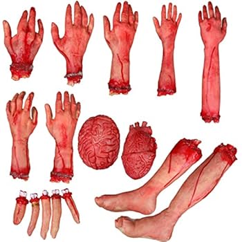 Seaskyer Halloween Prop Horrible Broken Limbs Fake Organs Rubber Tricky Toys, Halloween Zombie Vampire Party Decorations Supplies (Big Hand)