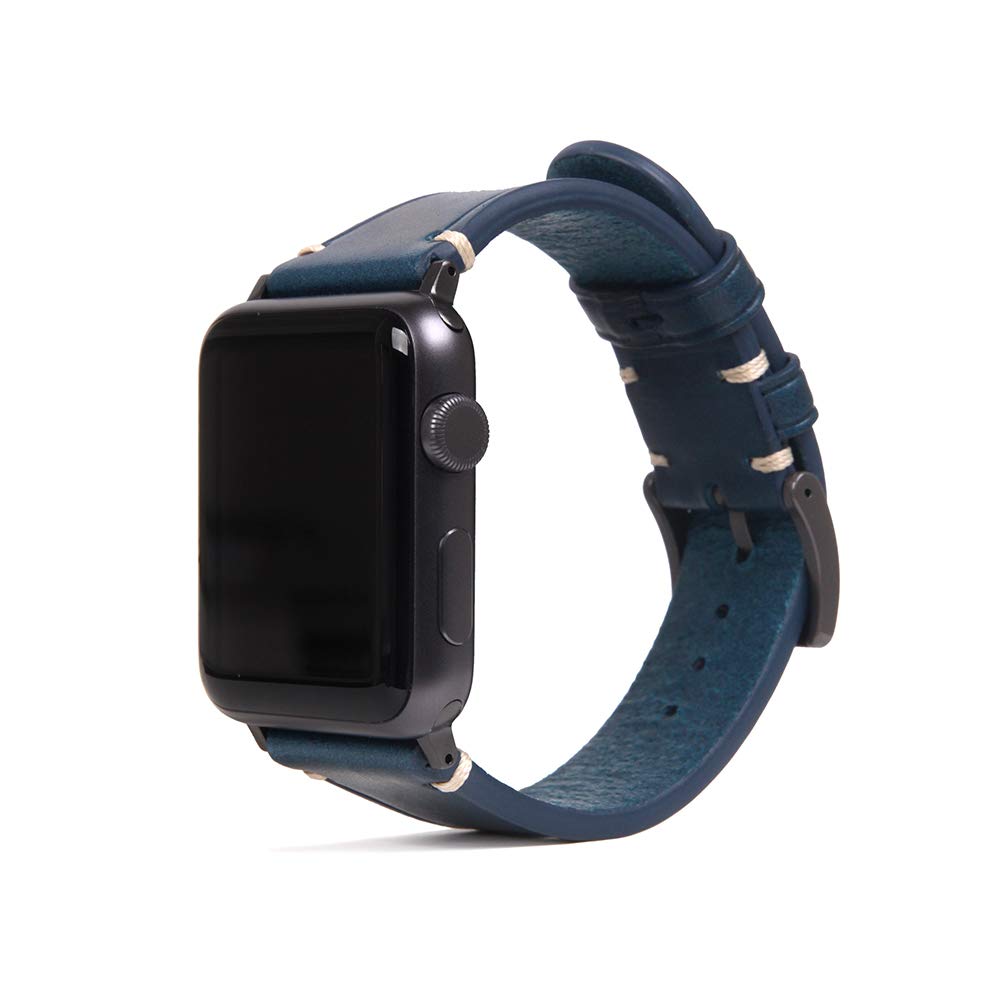 SLG Design D7 STRIPE for Apple Watch 42 mm, Blue, Italian Premium Leather, Handcrafted