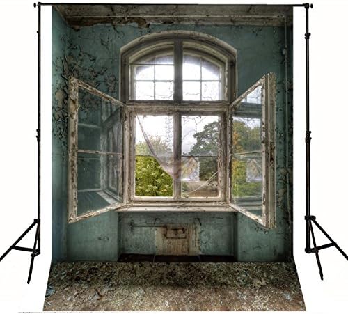 CXJ 9.8x9.8ft Photo Backdrops Vintage Window Light Green Wall Photography Background Suede Thick Cloth Fabric Customized 3D Printed Three-dimensional Backdrop for Photo Studio WY00003