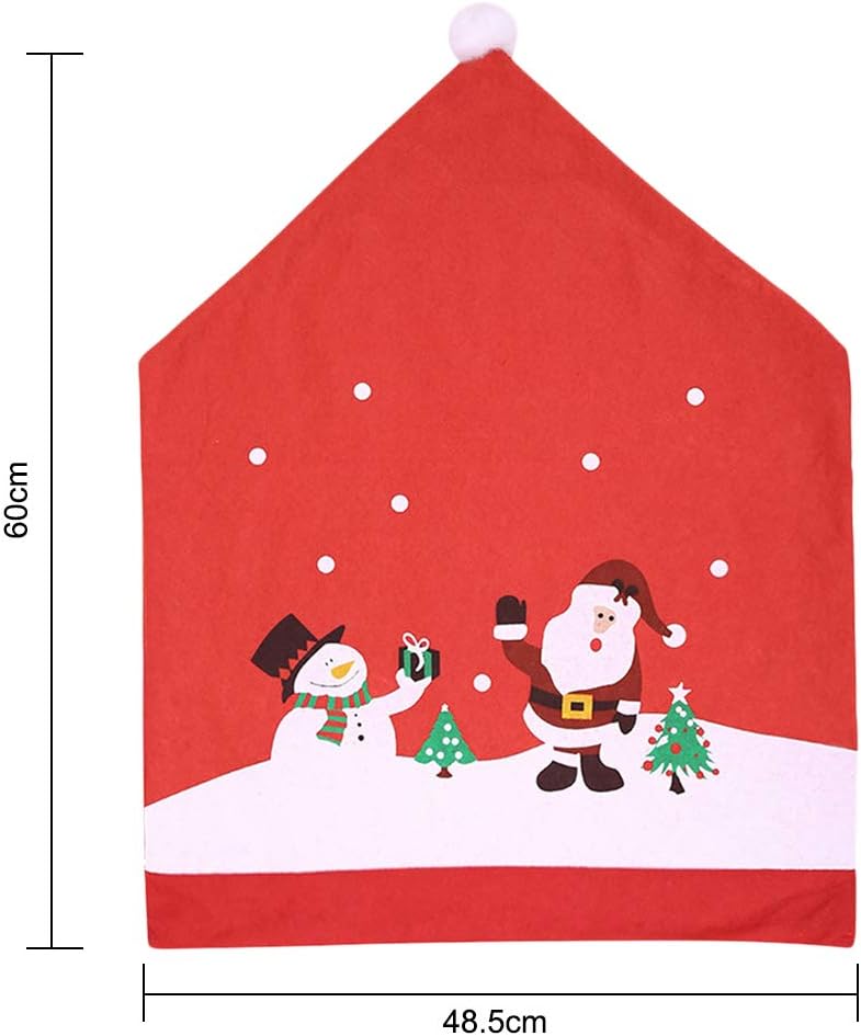 Amazon クリスマス飾り 椅子用カバー チェアカバー サンタクロース 雪だるま イラスト 雰囲気満載 柔らかい 不織布 洗 える 取り付け簡単 家庭用 業務用 クリスマスパーティー 結婚式 宴会 レストラン ホテル ダイニングチェアカバー レッド Lontg ダイニングチェア