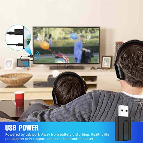 VR-robot Bluetooth 5.0 Transmitter Receiver Adapter, USB Bluetooth Receiver/Transmitter of Low-Latency, Wireless Audio Adapter for TV Home/Car/Laptop Audio