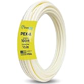 SharkBite 1/2 Inch x 100 Feet White PEX-A, Made in the USA, Flexible Water Pipe Tubing for Plumbing, UA60W100