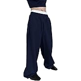 BUXKR Men's Baggy Sweatpants Wide Leg Sweat Pants Fleece Lounge Cotton Loose Elastic Drawstring Waist Pants with Pockets
