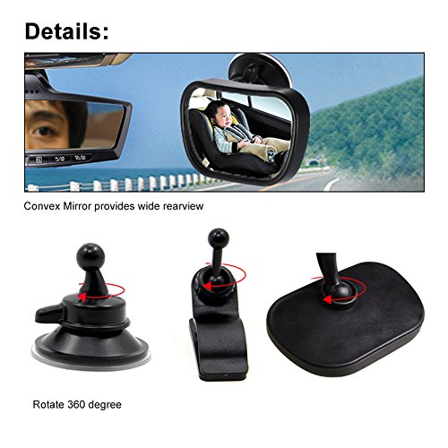 Follicomfy 2 in 1 Mini Safety Car Back Seat Baby View Mirror Adjustable Baby Rear Convex Mirror Car Baby Kids Monitor
