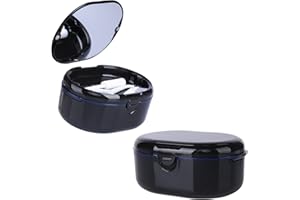 POZLLE Portable Denture holder Set Travel, Denture Bath Box Container Cleaning Care for Dentures Aligner Mouth Guard with Strainer