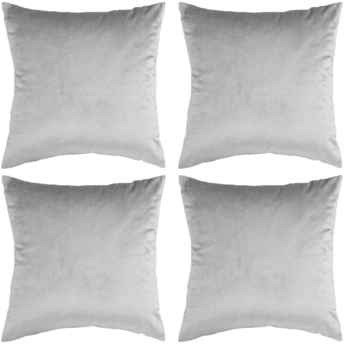 SWISSPACK Velvet Soft Decorative Square Throw Pillow Case Cushion Covers Pillowcases for Livingroom Sofa Bedroom with Invisible Zipper!BIG SIZE! 20"x20" 4 Pieces 13 Colours … (S GREY) — image 1