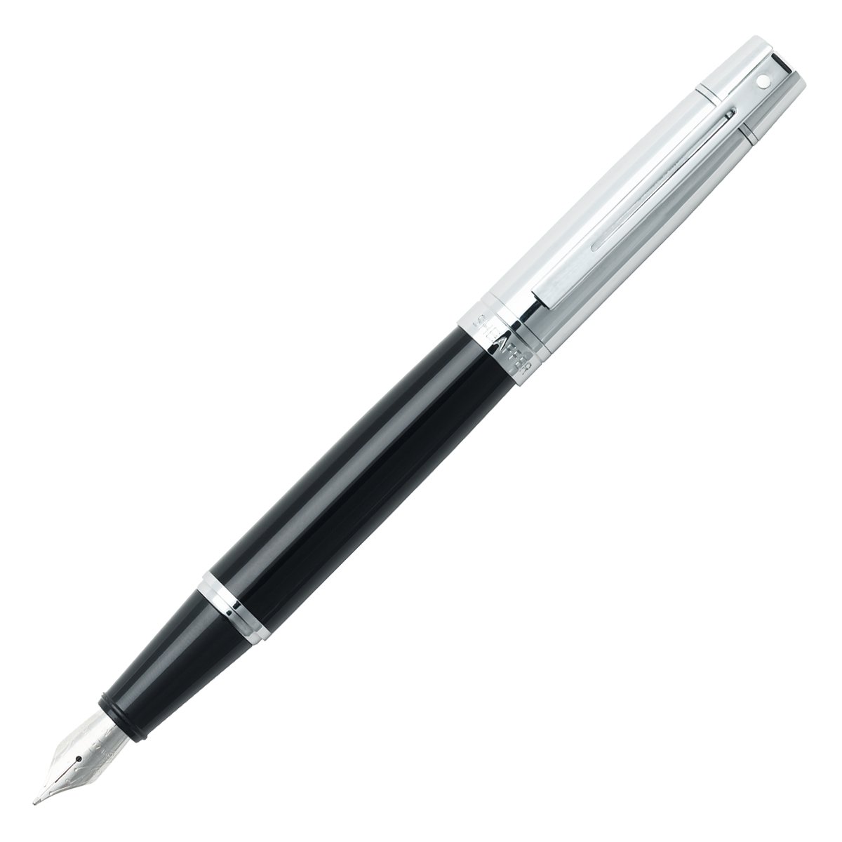 Sheaffer 300 - Refillable fountain pen, fine nib, glossy black, chrome cap and appointments — image 1