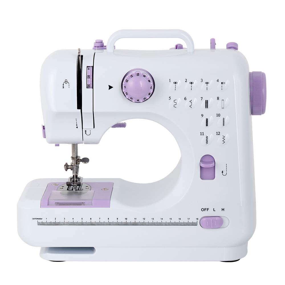 Photo 1 of Portable Sewing Machine Mini Electric Household Crafting Mending Sewing Machines Multi-Purpose 12 Built-in Stitches with Foot Pedal for Home Sewing, Beginners, Kids (Purple)